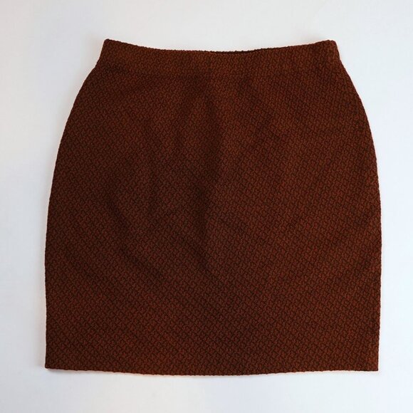 St John Collection Rust & Dark Brown Textured Santana Knit Skirt - Size 4 - Picture 2 of 6